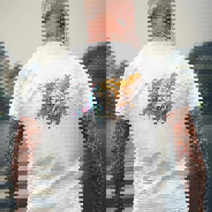 モダンビットコインアート Hodl Btc Btcアート カラフルなビットコイン メンズTシャツ バックプリント 高齢者への贈り物