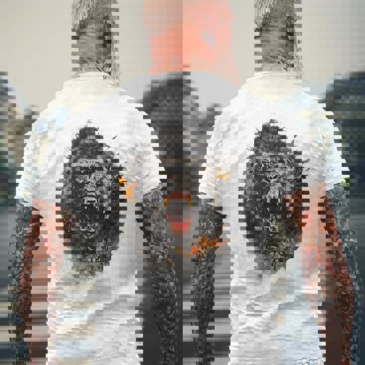 モンキー ゴリラ シルバーバック アニマル スプラッシュ グラフィティ アート メンズTシャツ バックプリント 高齢者への贈り物