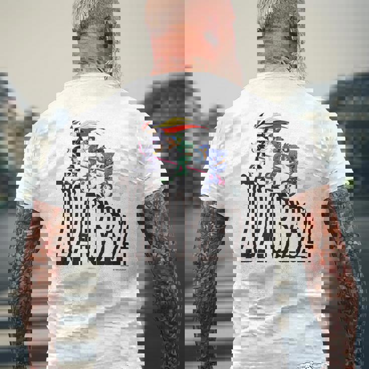 ヤッターマン おしおき三輪車b メンズTシャツ バックプリント 高齢者への贈り物