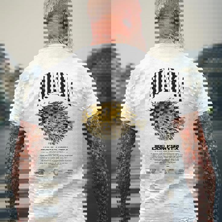 ヤマアラシ フグ 魚飼い モダンストリートウェア メンズTシャツ バックプリント 高齢者への贈り物