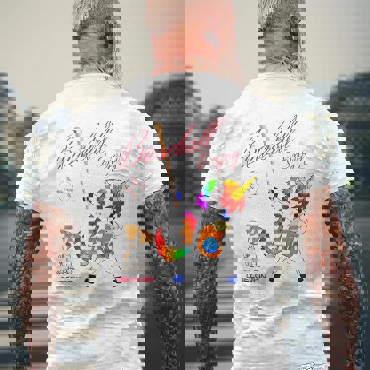 ユニコーン 野球 デコピン 長袖tシャツ メンズTシャツ バックプリント 高齢者への贈り物