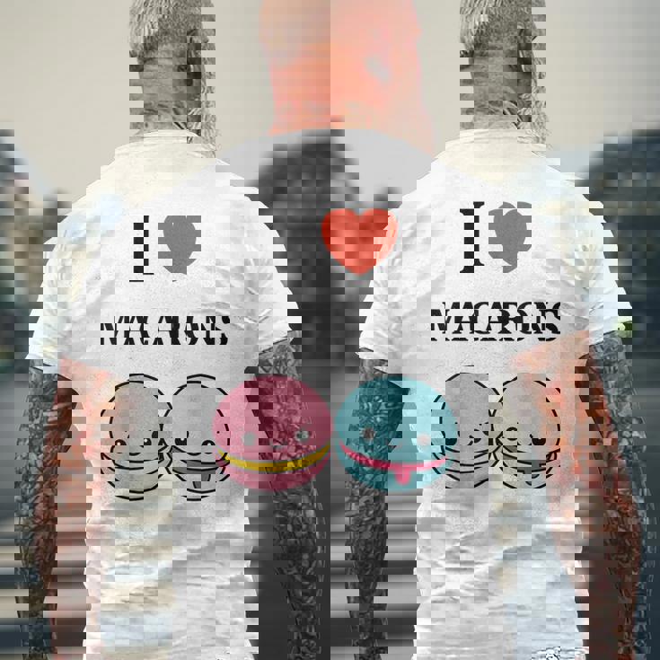 ユーモアマカロン フランスのデザートペストリー マカロンが大好き メンズTシャツ バックプリント 高齢者への贈り物