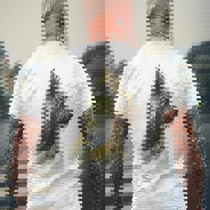 ヨークシャーテリア 犬 モチーフ ペット アートワーク ヨークシャーテリア メンズTシャツ バックプリント 高齢者への贈り物