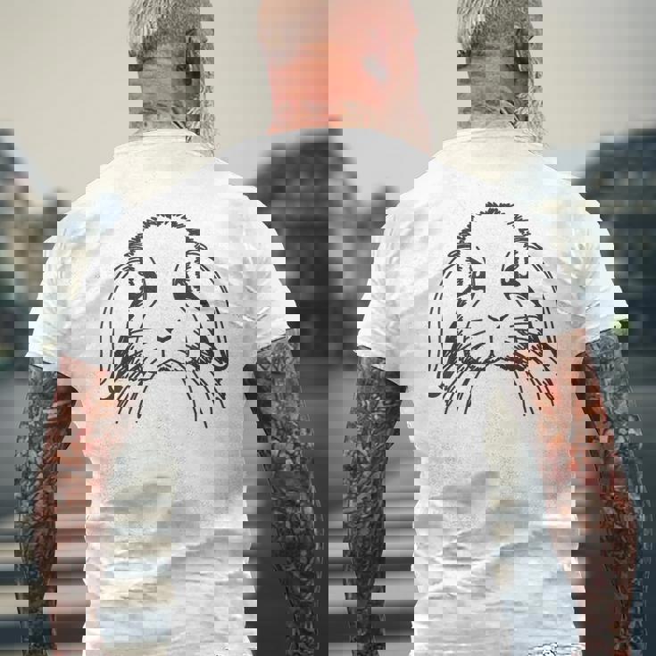 ラインアートダッドママラビット-ホーランドロップ メンズTシャツ バックプリント 高齢者への贈り物