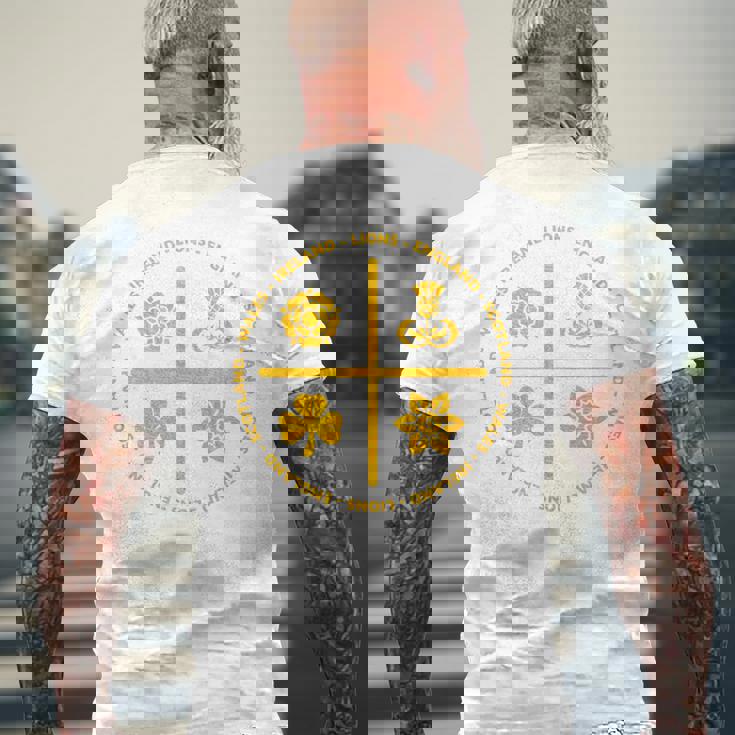 ラグビーライオンズ アイルランド イングランド ウェールズ スコットランド アイコン ゴールド メンズTシャツ バックプリント 高齢者への贈り物