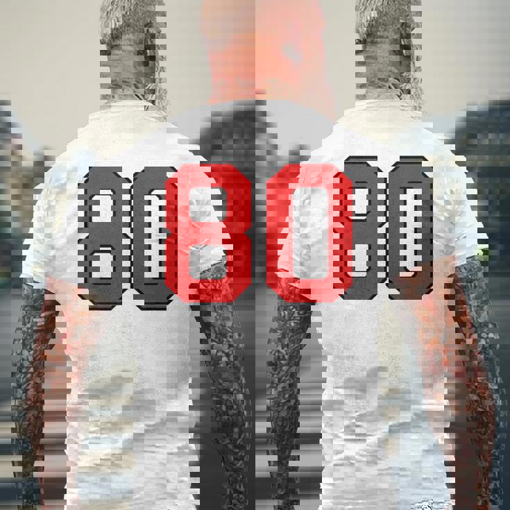 ラッキーナンバー80 クラシックカレッジアメリカン代表チームのファンプレイヤー メンズTシャツ バックプリント 高齢者への贈り物