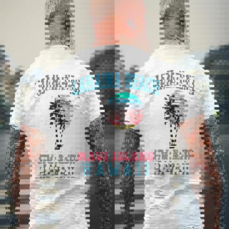 ラハイナ ビーチ マウイ ハワイ ビーチ ヤシの木 夏 ハワイアン メンズTシャツ バックプリント 高齢者への贈り物