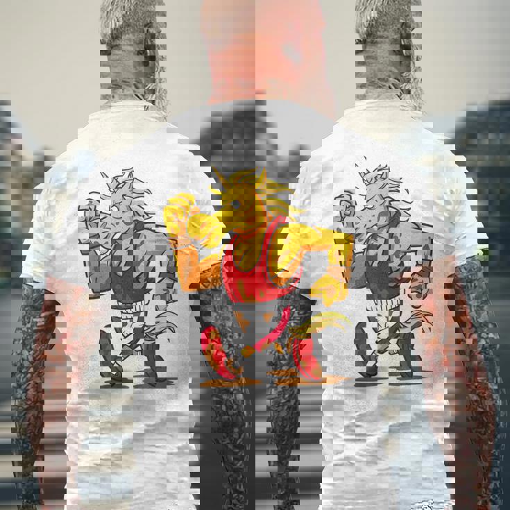 ランニング フィットネス スポーティ ユニコーン メンズTシャツ バックプリント 高齢者への贈り物