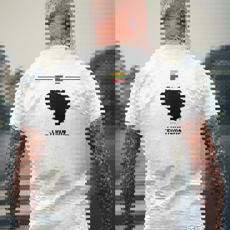 リトアニアの国旗、地図と国名リトアニア。 メンズTシャツ バックプリント 高齢者への贈り物