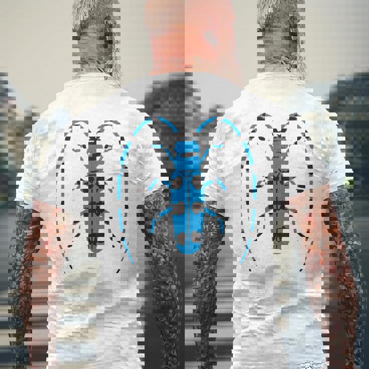 ルリボシカミキリ _昆虫_カミキリムシ メンズTシャツ バックプリント 高齢者への贈り物