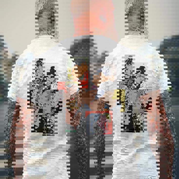 レトロコミックキス、コラージュ、ビンテージポップアートキスコミックスタイル 長袖tシャツ メンズTシャツ バックプリント 高齢者への贈り物