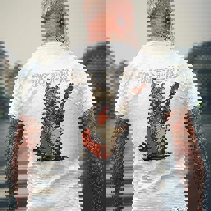 ロックンロール ギター 猫 ビンテージ Rock ギタリスト 猫 長袖tシャツ メンズTシャツ バックプリント 高齢者への贈り物