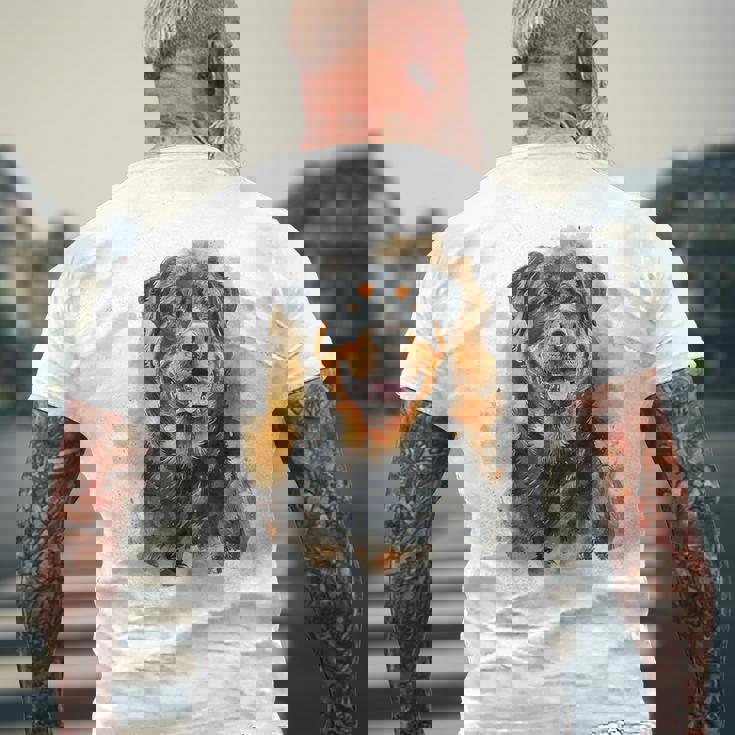 ロットワイラー 犬 モチーフ ペット アートワーク カラフル ロットワイラー メンズTシャツ バックプリント 高齢者への贈り物