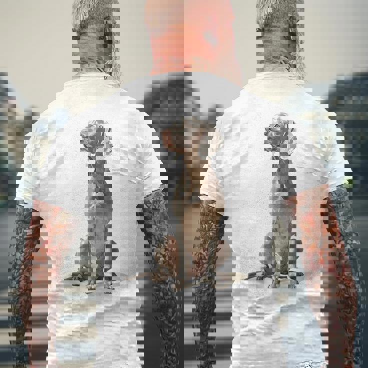 ワイマラナー 犬 グラフィック ペット イラスト ワイマラナー メンズTシャツ バックプリント 高齢者への贈り物