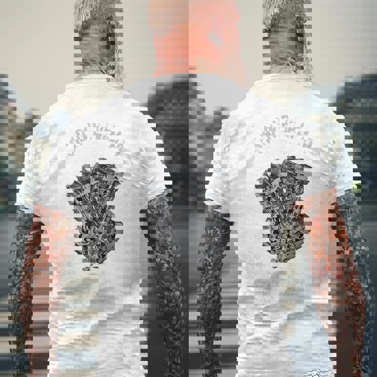 ヴィンテージ Hd オートバイtwin ショベルヘッド エンジン ドローイング バイカー メンズTシャツ バックプリント 高齢者への贈り物