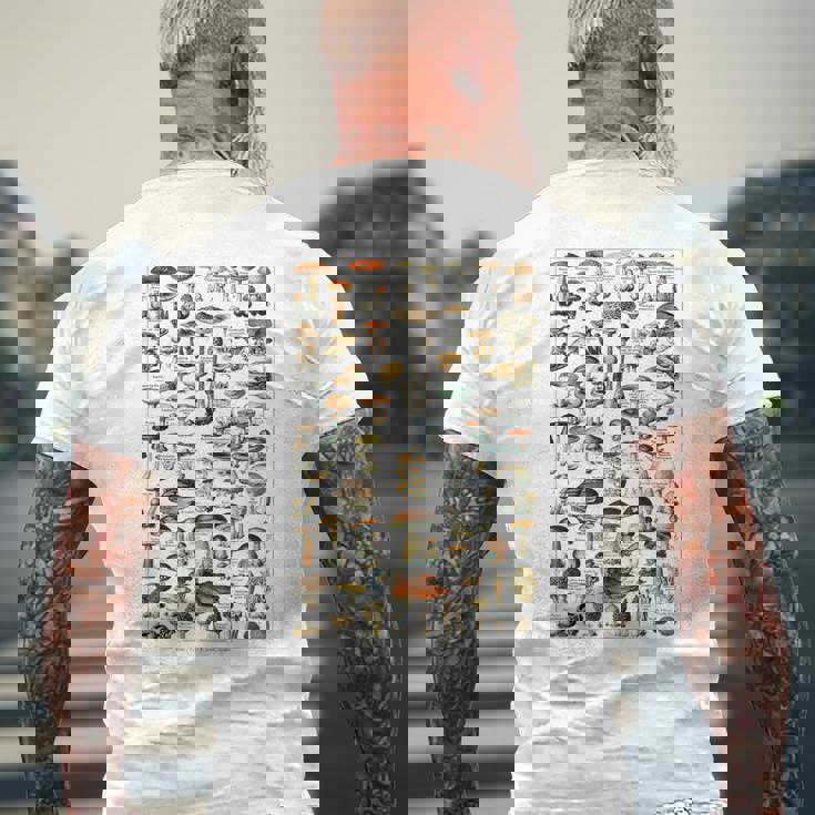 ヴィンテージ キノコ チャート イラスト キノコ モレルハンター メンズTシャツ バックプリント 高齢者への贈り物