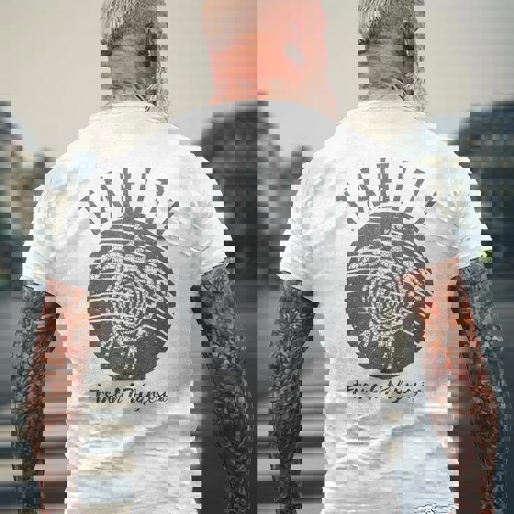 ヴィンテージ タヒチ亀 フレンチポリネシア島ホッピング メンズTシャツ バックプリント 高齢者への贈り物