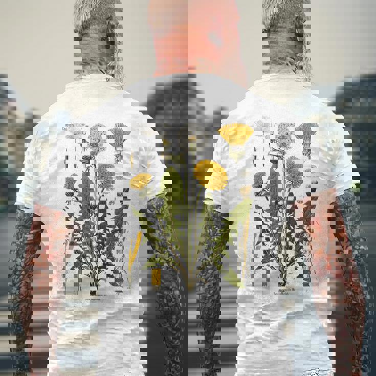 ヴィンテージ タンポポ チャート タンポポポ ボタニカル メンズTシャツ バックプリント 高齢者への贈り物