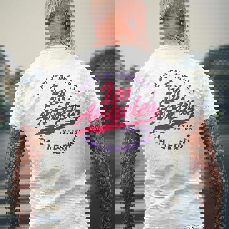 ヴィンテージ ロサンゼルス エンゼルス カリフォルニア レッドテキスト メンズTシャツ バックプリント 高齢者への贈り物