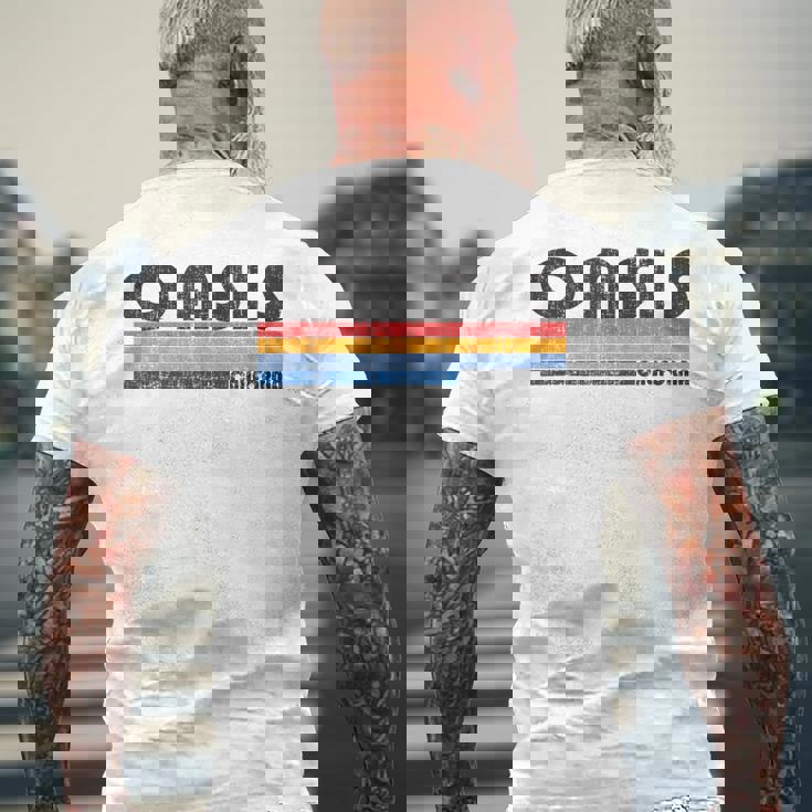 ヴィンテージ70年代80年代スタイルオアシス、Ca メンズTシャツ バックプリント 高齢者への贈り物