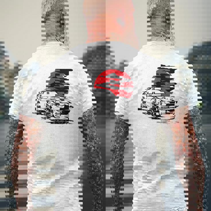 ヴィンテージジャパニーズクラシックカー、レーシングモータースポーツ メンズTシャツ バックプリント 高齢者への贈り物