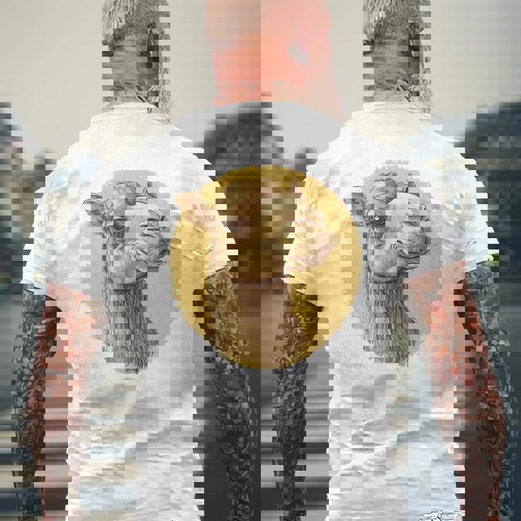 ヴィンテージラクダのイラスト 長袖tシャツ メンズTシャツ バックプリント 高齢者への贈り物