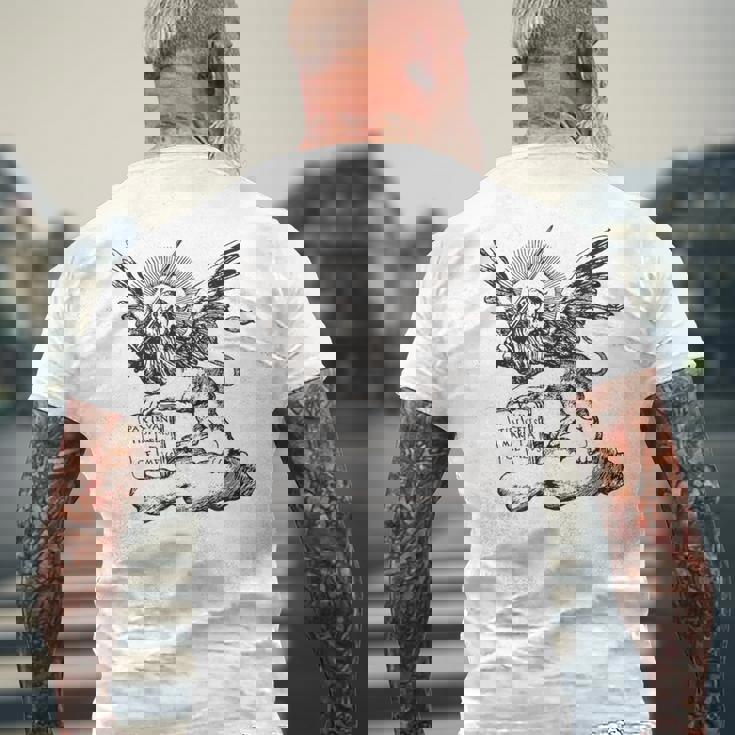 ヴェネツィア共和国のサンマルコ市の翼のあるライオン。 メンズTシャツ バックプリント 高齢者への贈り物