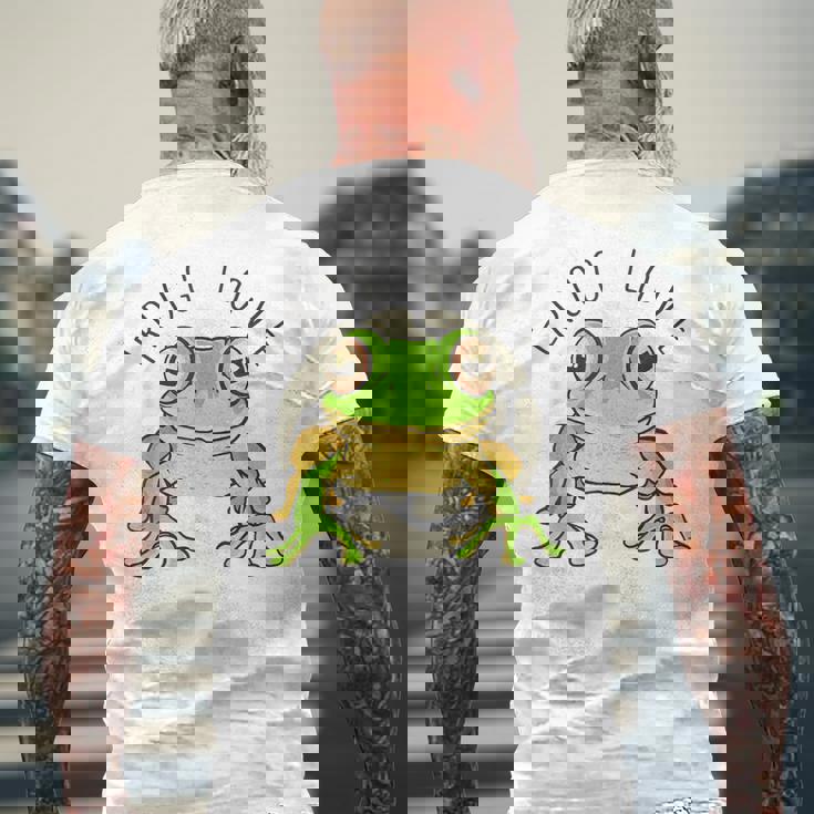 両生類の友達 恋人デザイン グリーンフロッグ メンズTシャツ バックプリント 高齢者への贈り物