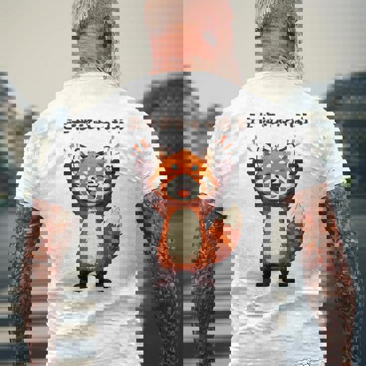 五十歩ひゃっほう レッサーパンダ ネタ ことわざ ことわざのもじり ジョーク ギャグ ダジャレ ツッコミ おもしろ メン メンズTシャツ バックプリント 高齢者への贈り物