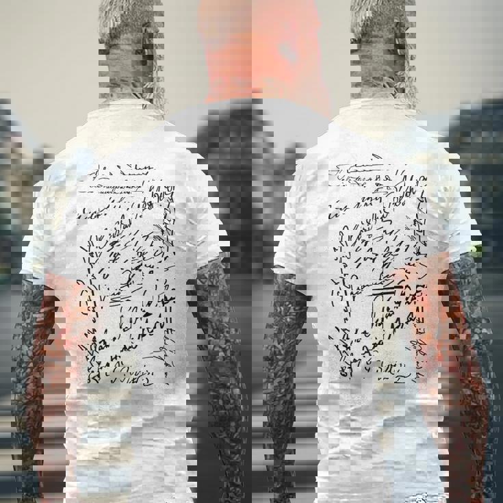 作曲家シグネチャー バッハベートーヴェン・マーラー モーツァルト・ロッシーニ メンズTシャツ バックプリント 高齢者への贈り物