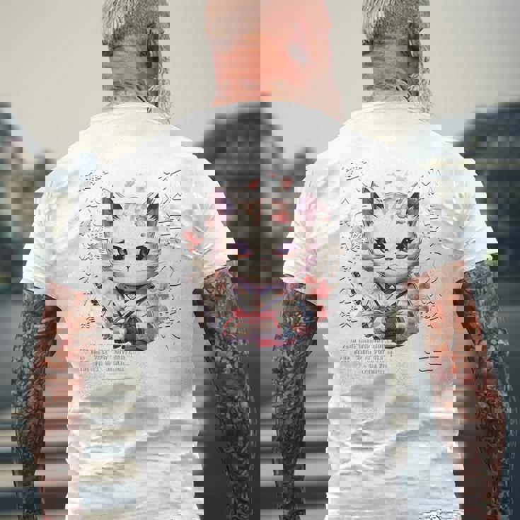 バックプリント 侍 猫戦士 日本人 忍者 キティ カワイイ メンズTシャツ バックプリント 高齢者への贈り物