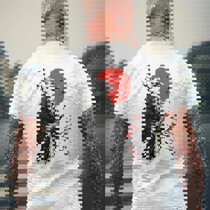 侍戦士 鳥 日本 アニメ グラフィックデザイン メンズTシャツ バックプリント 高齢者への贈り物