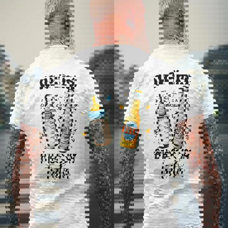 初めての父の日一緒に面白いお父さんと赤ちゃん メンズTシャツ バックプリント 高齢者への贈り物