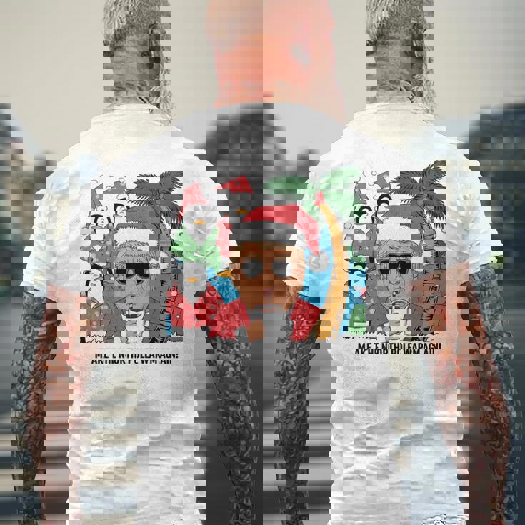 北極を再び暖かく 面白い トランプ ホットココアトロピック 長袖tシャツ メンズTシャツ バックプリント 高齢者への贈り物