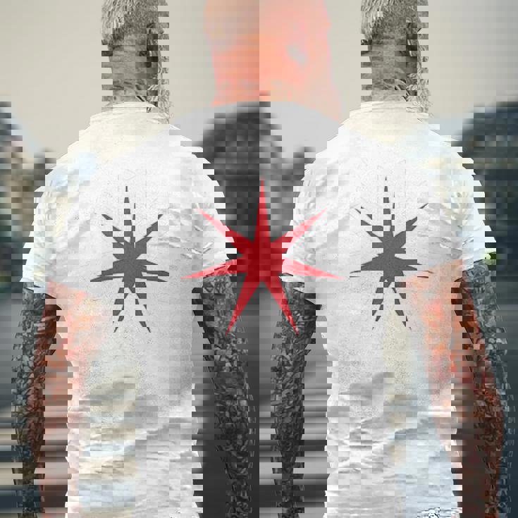 北海道県 旗 シンボル 日本 札幌 メンズTシャツ バックプリント 高齢者への贈り物