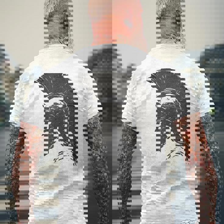 古代戦士ギリシャローマスパルタ兵士ヘルメットグラフィック メンズTシャツ バックプリント 高齢者への贈り物