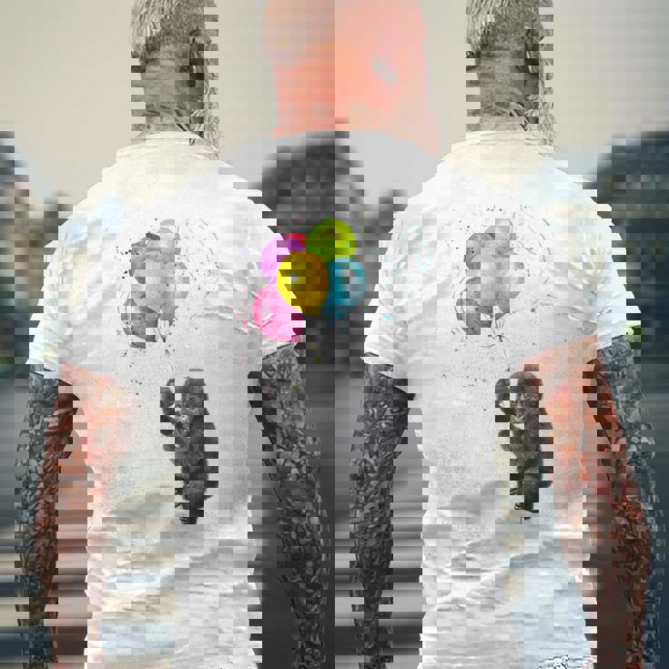 可愛い赤ちゃんのゴリラシルバーバックグラフィックバルーンアートワーク。 メンズTシャツ バックプリント 高齢者への贈り物