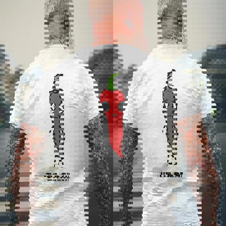 唐辛子 顔 イラスト かわいい おもしろ 面白い 簡単 シンプル ゆるい 野菜 メンズTシャツ バックプリント 高齢者への贈り物