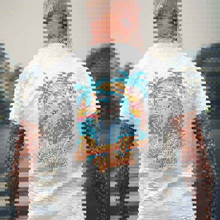 夏休み サメ ビーチ トロピカル サンセット ヤシの木 長袖tシャツ メンズTシャツ バックプリント 高齢者への贈り物