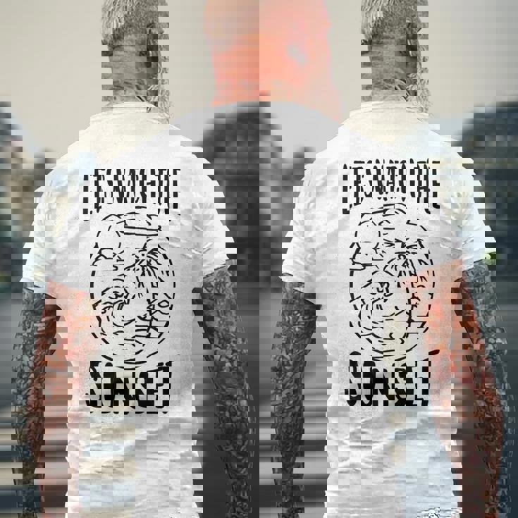 夕日を眺めてみよう メンズTシャツ バックプリント 高齢者への贈り物