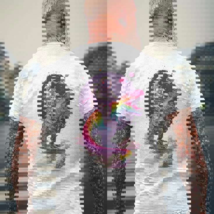 宇宙飛行士tレックス 恐竜 宇宙人 宇宙人 惑星 銀河 メンズTシャツ バックプリント 高齢者への贈り物