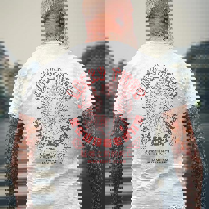 寅年 中華 テイクアウト 料理 アジアン タトゥー レトロ ラーメン メンズTシャツ バックプリント 高齢者への贈り物