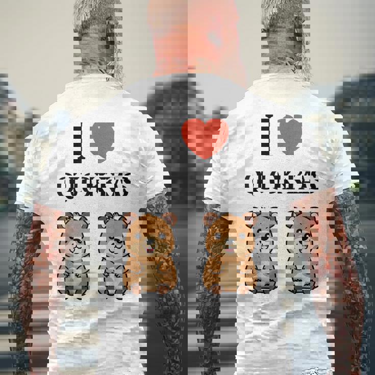 小さな赤ちゃんクオッカのユーモア動物は大好きです私はクオッカが大好きです メンズTシャツ バックプリント 高齢者への贈り物