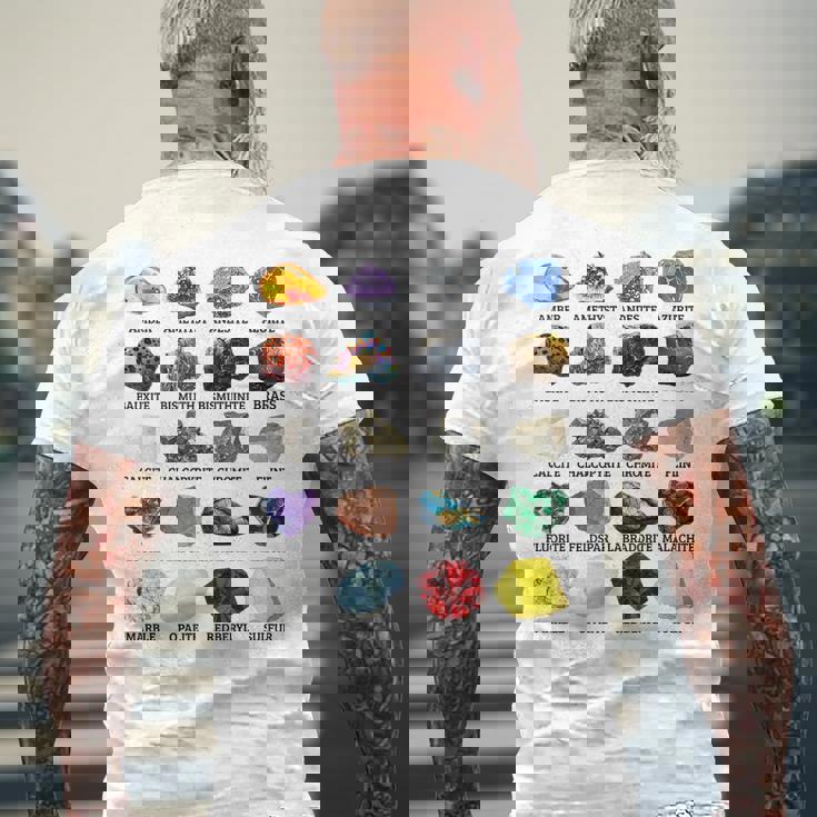 岩石・鉱物の種類 宝石学・地質学 教育 メンズTシャツ バックプリント 高齢者への贈り物