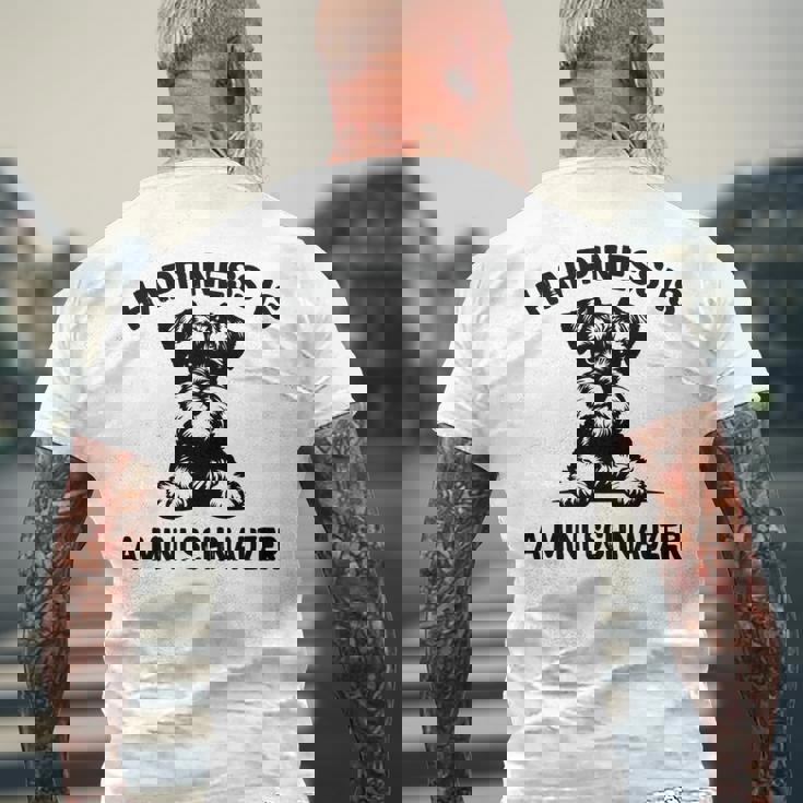 幸せはミニシュナウザー 長袖tシャツ メンズTシャツ バックプリント 高齢者への贈り物