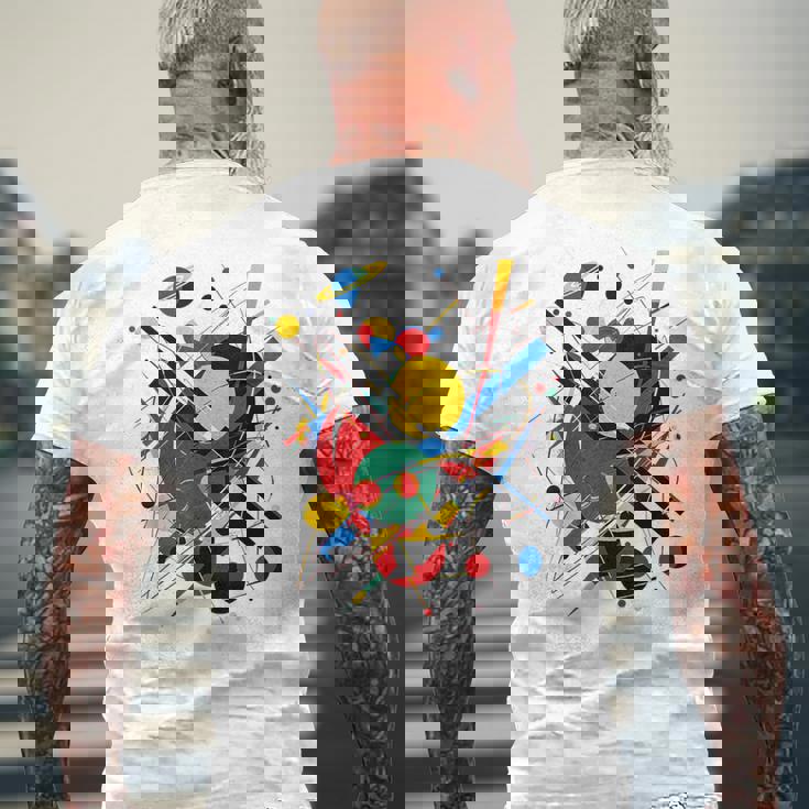 幾何学 抽象 カラフル アート グラフィック 幾何学模様 メンズTシャツ バックプリント 高齢者への贈り物