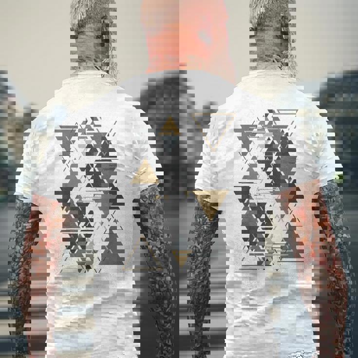 幾何学図形 抽象 モダンアート ヴィンテージ 三角形 メンズTシャツ バックプリント 高齢者への贈り物