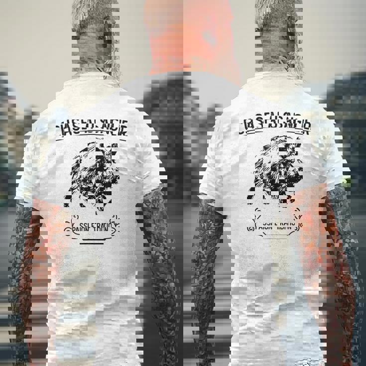 情熱と伝統の猪狩猟 メンズTシャツ バックプリント 高齢者への贈り物