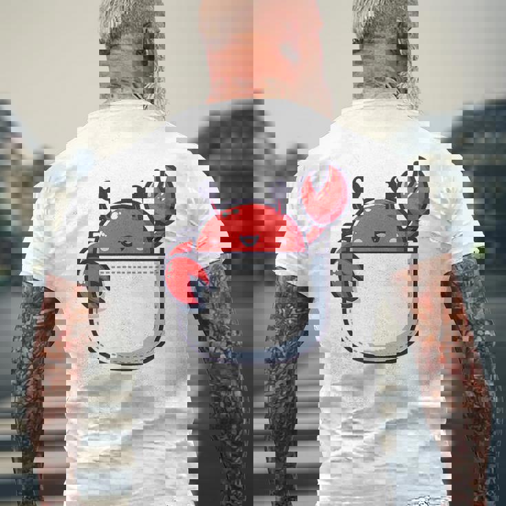 愛らしい かわいい ちび 和 ポケット カワイイ カニ メンズTシャツ バックプリント 高齢者への贈り物