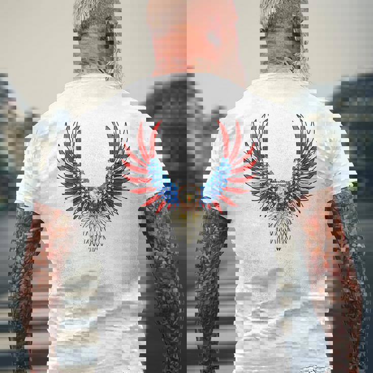 愛国的なアメリカ国旗イーグル 7月4日 バックプリント アメリカン メンズTシャツ バックプリント 高齢者への贈り物